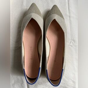 Rothy’s “The Point” shoe in Diamond Metallic, size 8.5